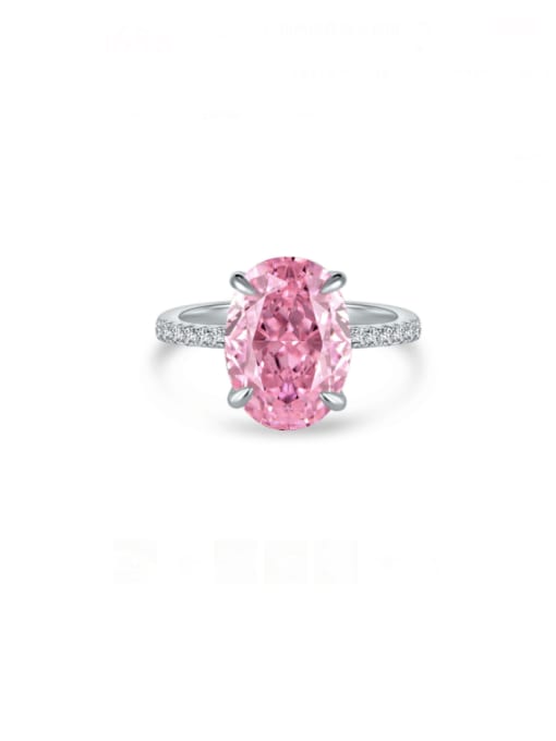 Pink [R 0929B] 925 Sterling Silver High Carbon Diamond Geometric Luxury Band Ring